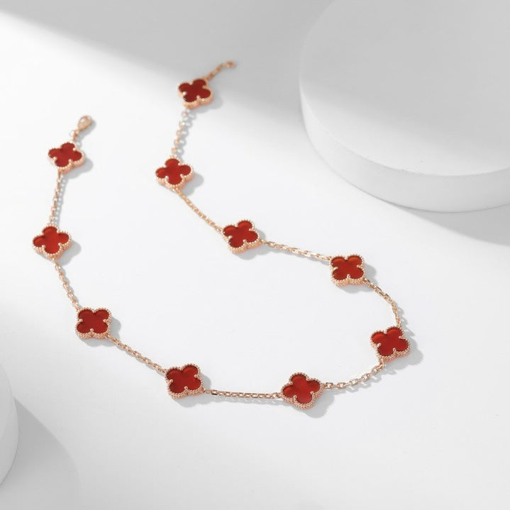 [Eternal Jewelry]CLOVER 10 MOTIFS CARNELIAN NECKLACE
