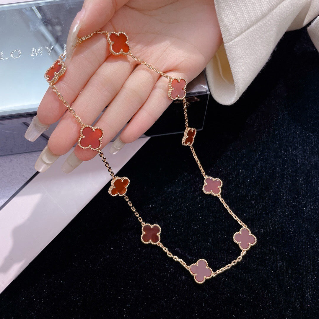[Eternal Jewelry]CLOVER 10 MOTIFS CARNELIAN NECKLACE