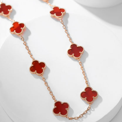 [Eternal Jewelry]CLOVER 10 MOTIFS CARNELIAN NECKLACE