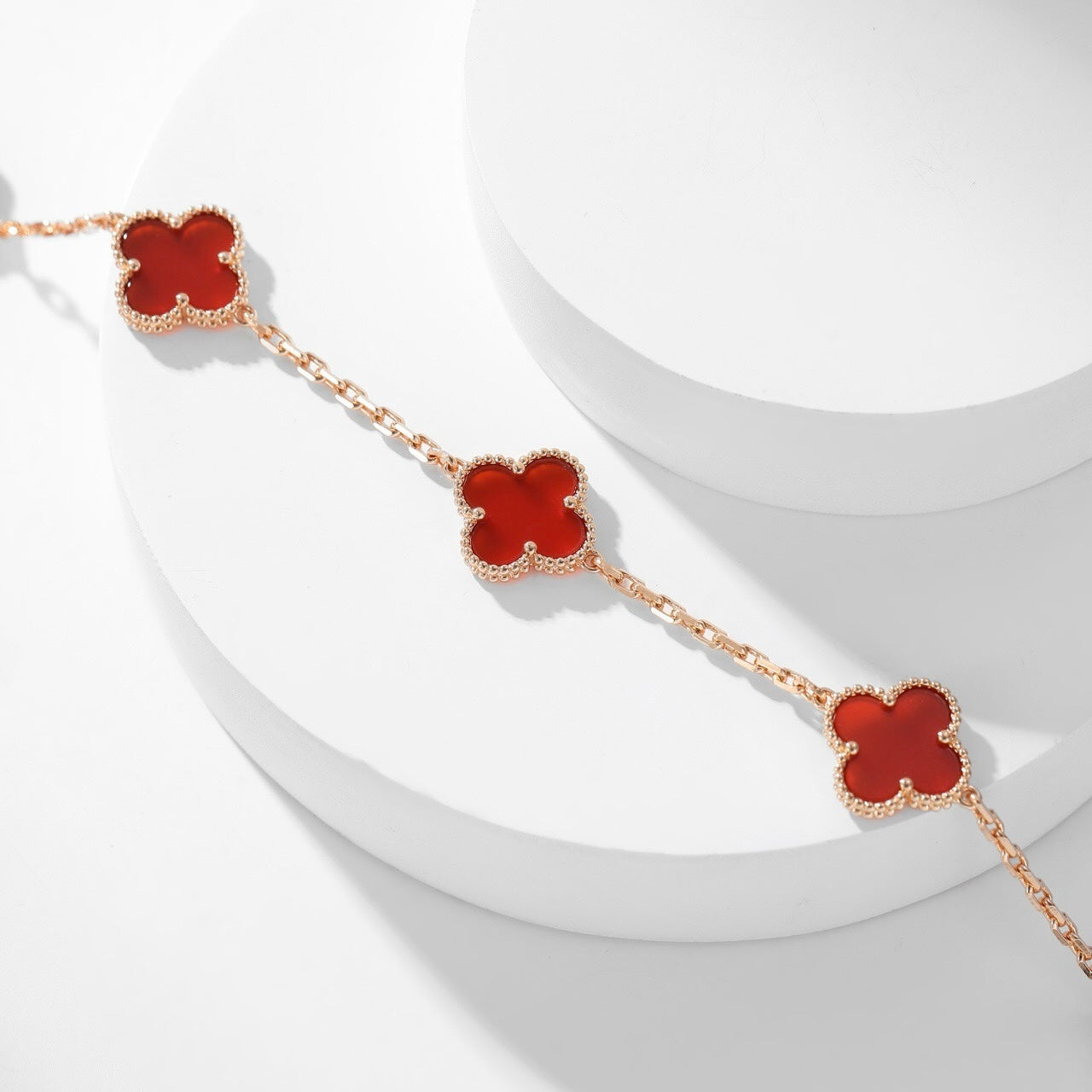 [Eternal Jewelry]CLOVER 10 MOTIFS CARNELIAN NECKLACE