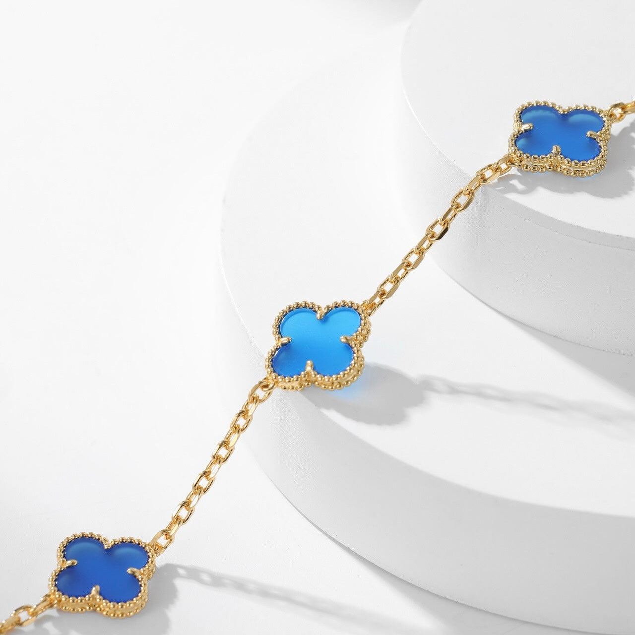 [Eternal Jewelry]CLOVER 10 MOTIFS BLUE AGATE NECKLACE