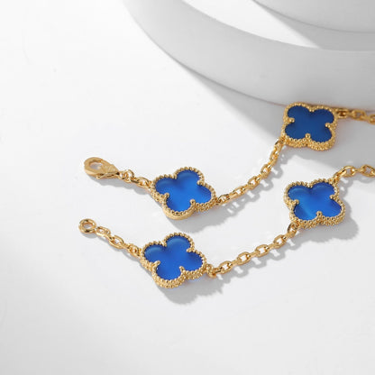 [Eternal Jewelry]CLOVER 10 MOTIFS BLUE AGATE NECKLACE