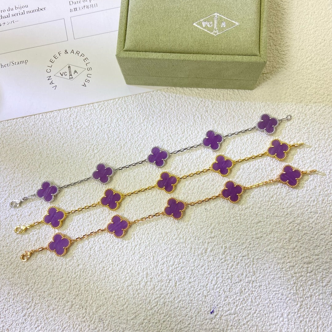 [Eternal Jewelry]CLOVER  5 MOTIFS  PURPLE VIOLET BRACELET