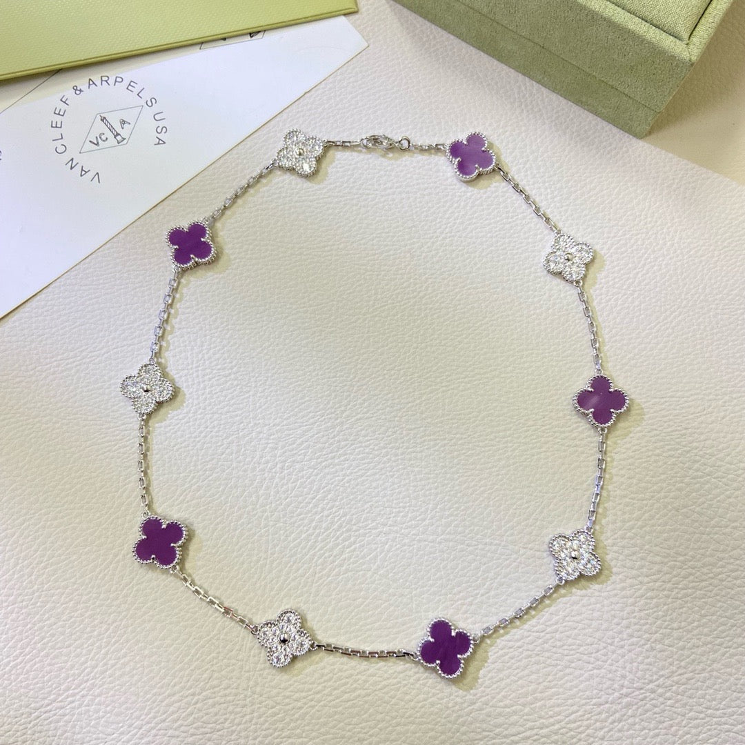 [Eternal Jewelry]CLOVER 10 MOTIFS  PURPLE VIOLET DIAMOND NECKLACE