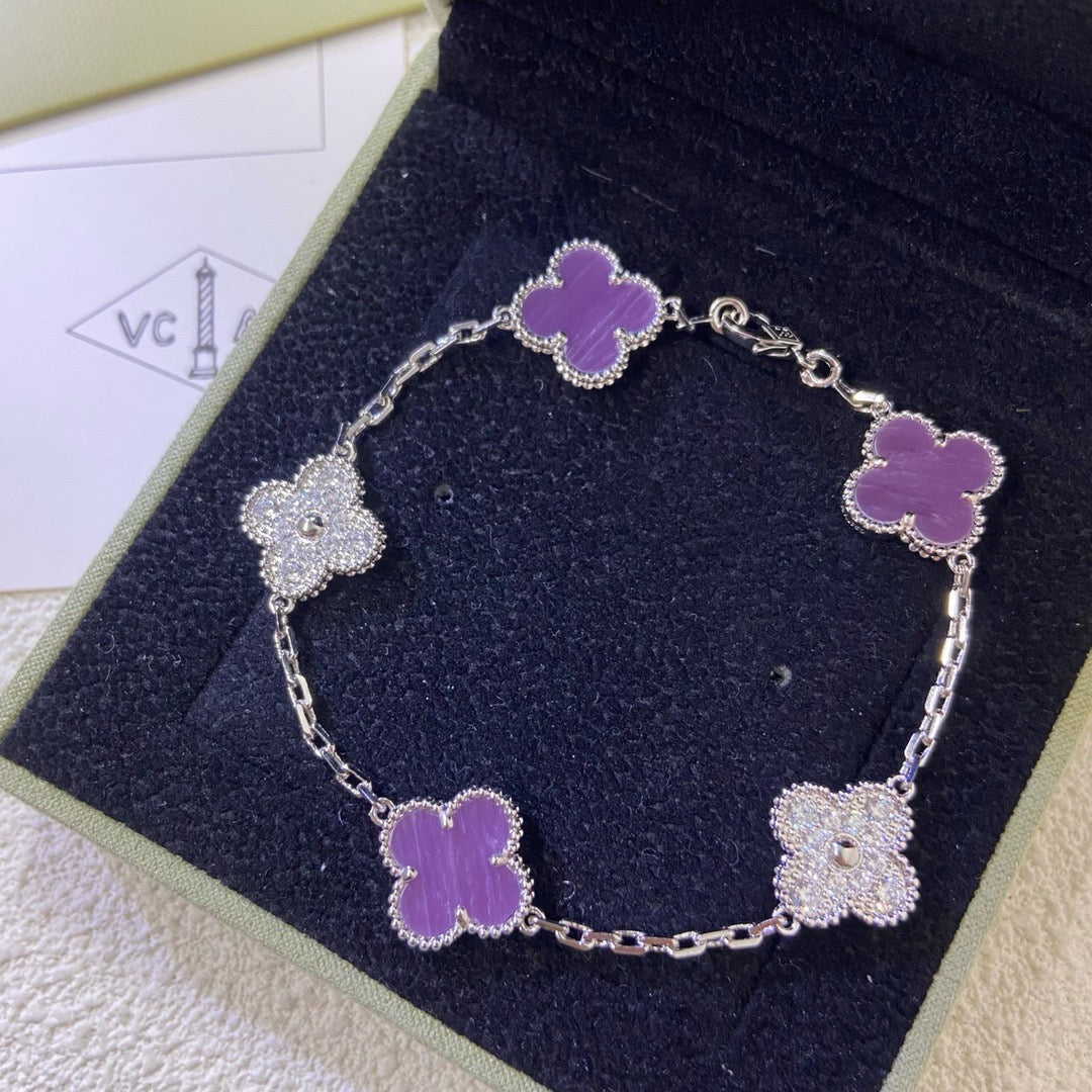 [Eternal Jewelry]CLOVER  5 MOTIFS  PURPLE VIOLET DIAMOND BRACELET