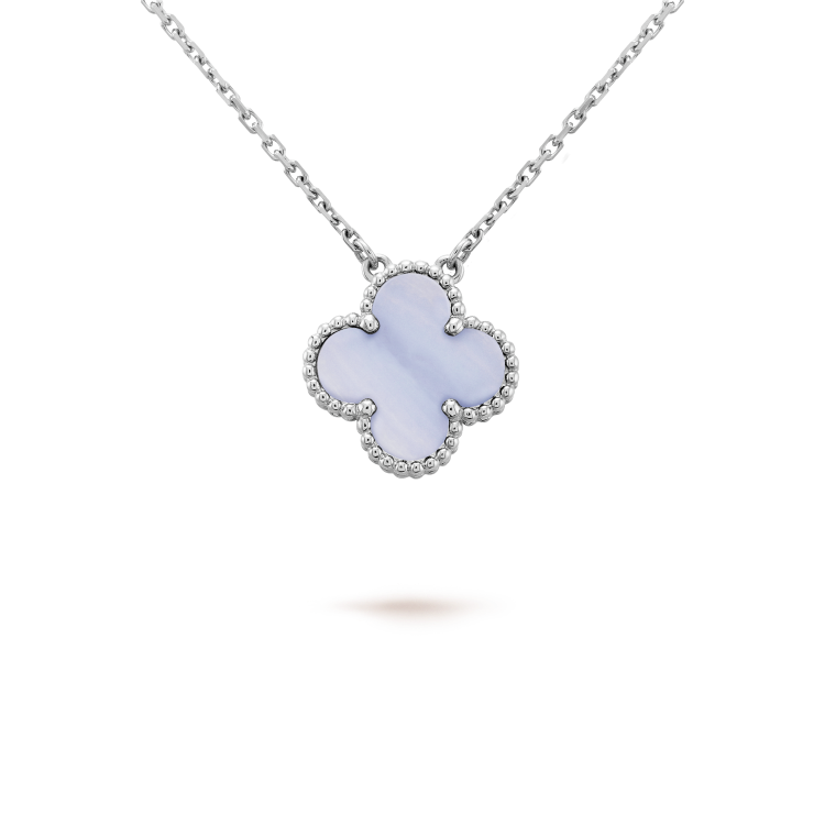 [Eternal Jewelry]CLOVER 15MM BLUE CHALCEDONY NECKLACE SILVER