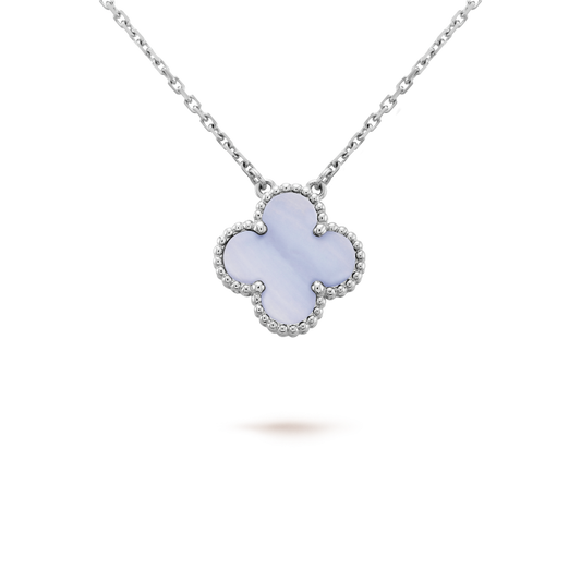 [Eternal Jewelry]CLOVER 15MM BLUE CHALCEDONY NECKLACE SILVER