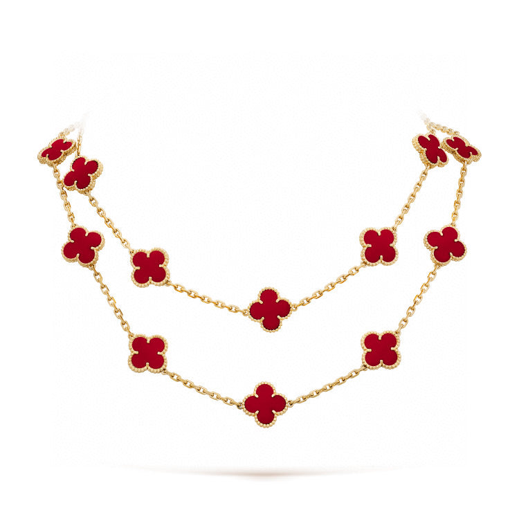 [Eternal Jewelry]CLOVER 20 MOTIFS CARNELIAN NECKLACE