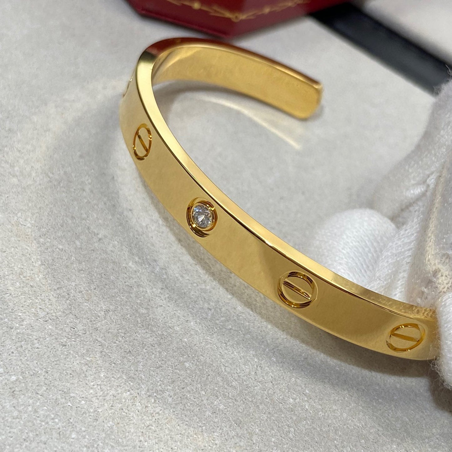 [Eternal Jewelry]LOVE BRACELET 6.1MM 1 DIAMOND OPEN CUFF