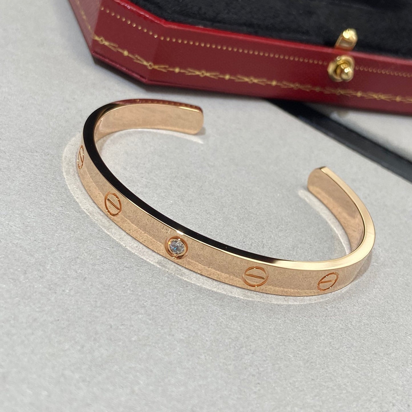 [Eternal Jewelry]LOVE BRACELET 6.1MM 1 DIAMOND OPEN CUFF
