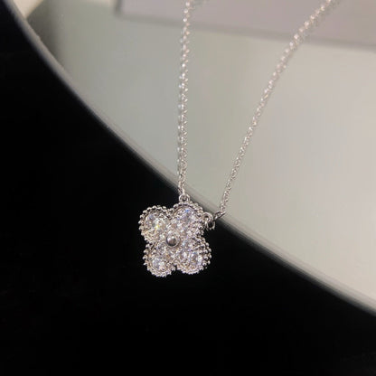 [Eternal Jewelry]CLOVER 15MM DIAMOND SINGLE FLOWER NECKLACE
