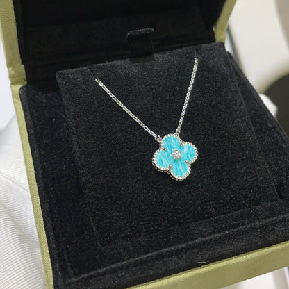 [Eternal Jewelry]CLOVER 15MM DIAMOND SVRES PORCELAIN  NECKLACE SILVER