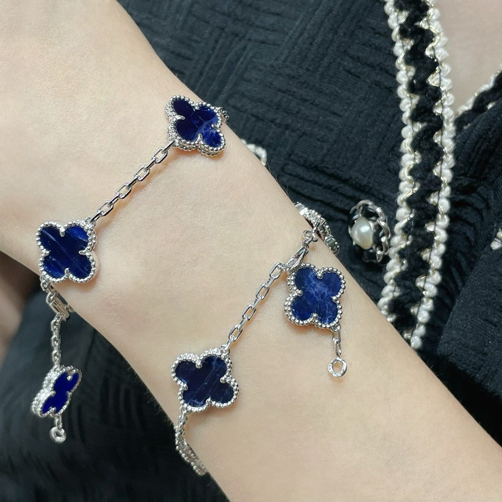 [Eternal Jewelry]CLOVER 5 MOTIF PIETERSITE SILVER BRACELET