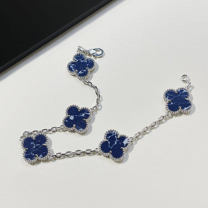 [Eternal Jewelry]CLOVER 5 MOTIF PIETERSITE SILVER BRACELET