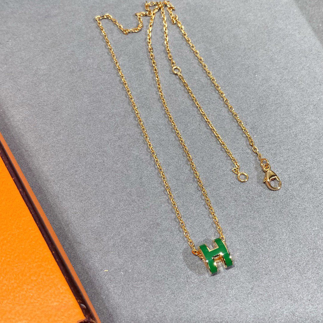 [Eternal Jewelry]POP H GREEN NECKLACE SILVER AND GOLD