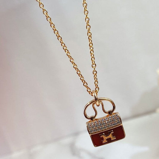 [Eternal Jewelry]CONSTANCE RED PEDANT PINK GOLD NECKLACE