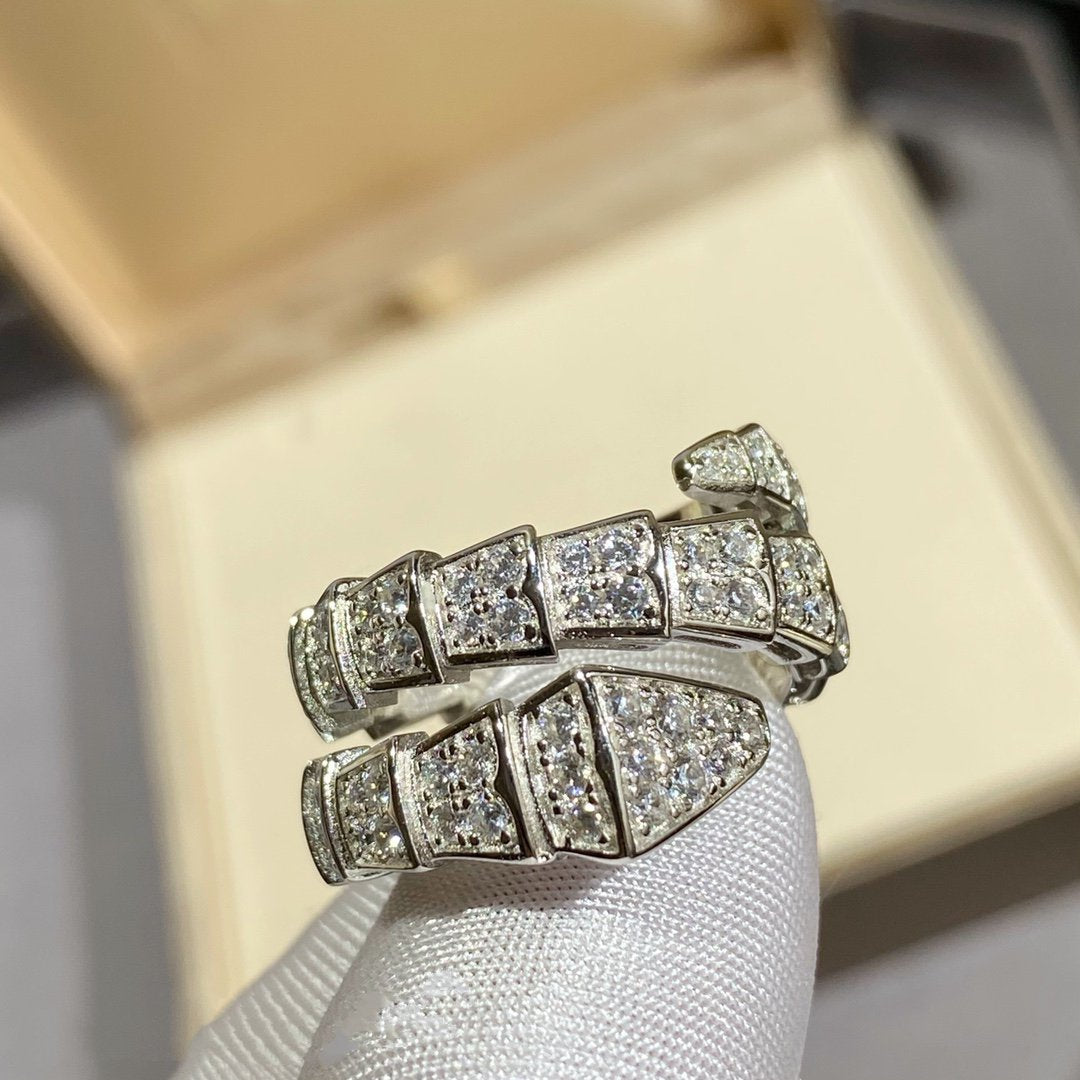 [Eternal Jewelry]SERPENTI DOUBLE RING SILVER DIAMOND PAVED
