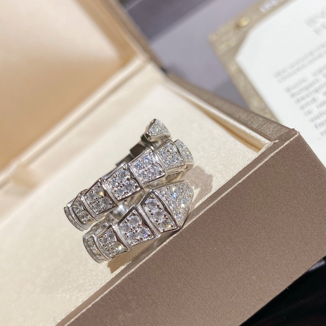 [Eternal Jewelry]SERPENTI DOUBLE RING SILVER DIAMOND PAVED