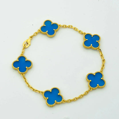 [Eternal Jewelry]CLOVER 5 MOTIFS BLUE AGATE BRACELET