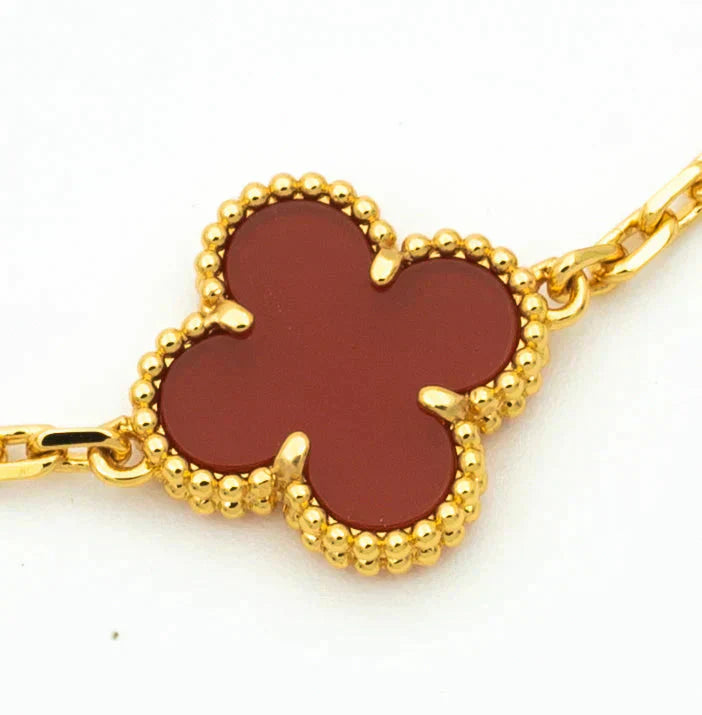 [Eternal Jewelry]CLOVER  5 MOTIFS CARNELIAN GOLD BRACELET