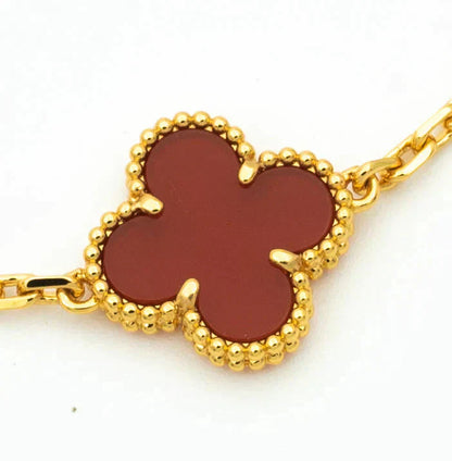 [Eternal Jewelry]CLOVER  5 MOTIFS CARNELIAN GOLD BRACELET