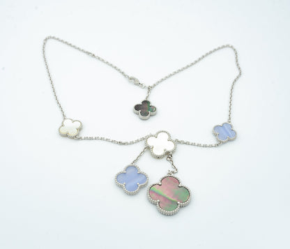 [Eternal Jewelry]CLOVER MOP CHALCEDONY NECKLACE SILVER 6 MOTIF