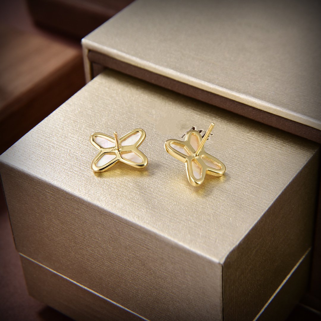 [Eternal Jewelry]JEUX DE WHITE MOP GOLD DIAMOND EARRINGS