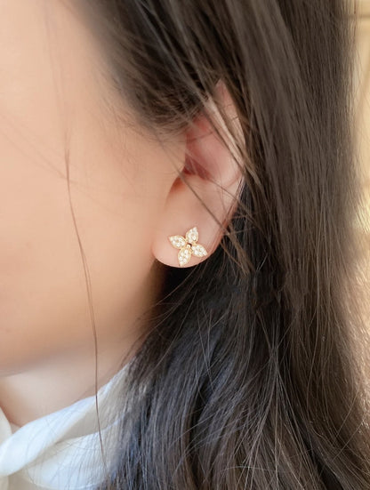 [Eternal Jewelry]STAR BLOSSOM STUD EARRINGS PINK GOLD DIAMONDS