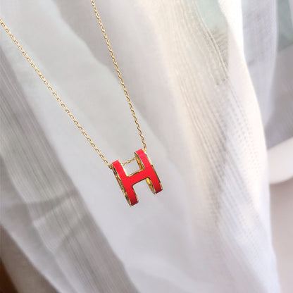 [Eternal Jewelry]HM CLIC RED ENAMEL GOLD NECKLACE