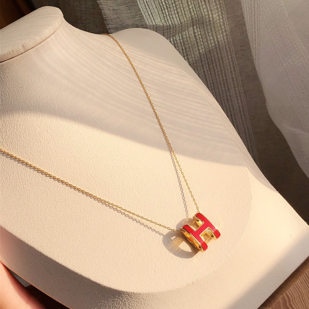 [Eternal Jewelry]HM CLIC RED ENAMEL GOLD NECKLACE