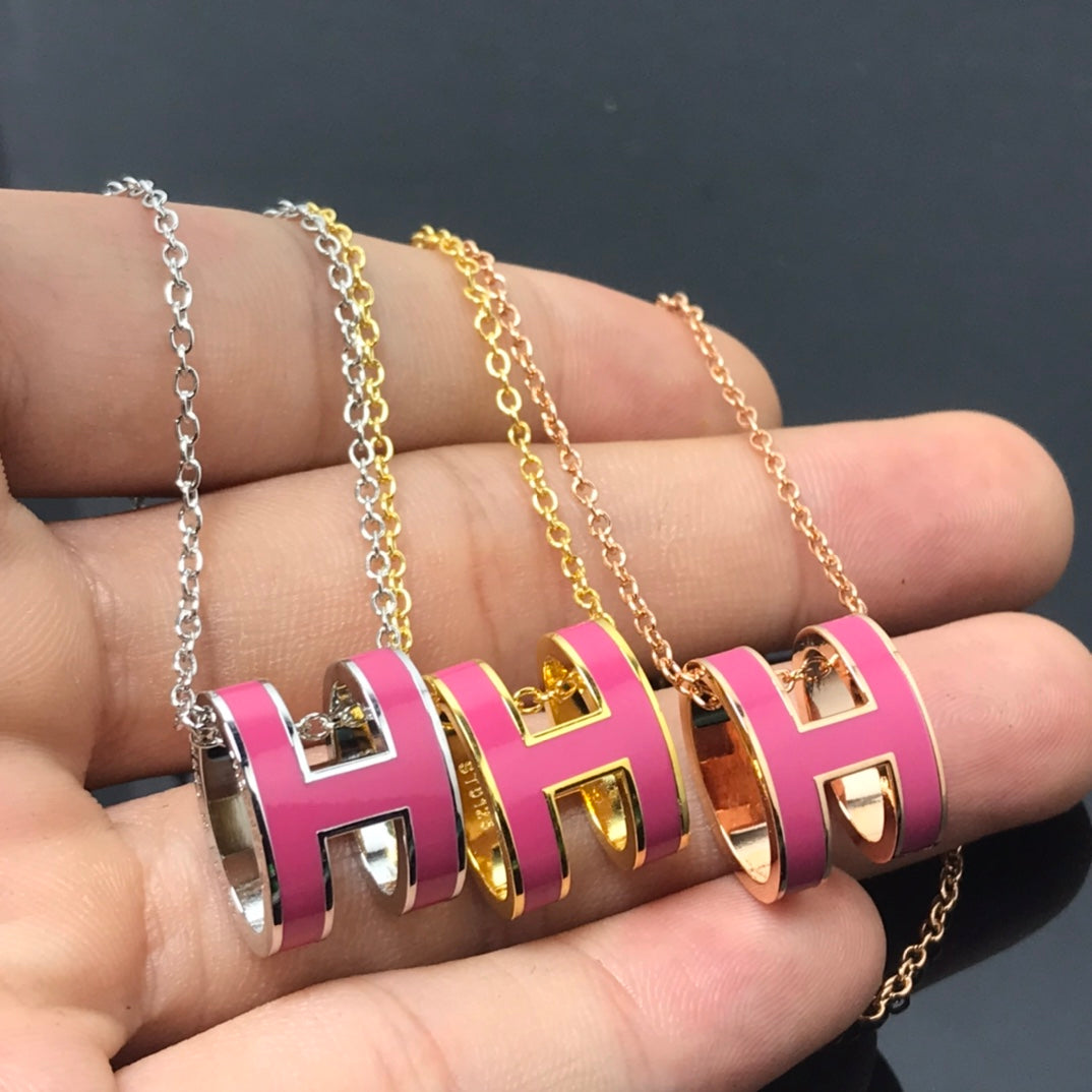 [Eternal Jewelry]H NECKLACE PINK