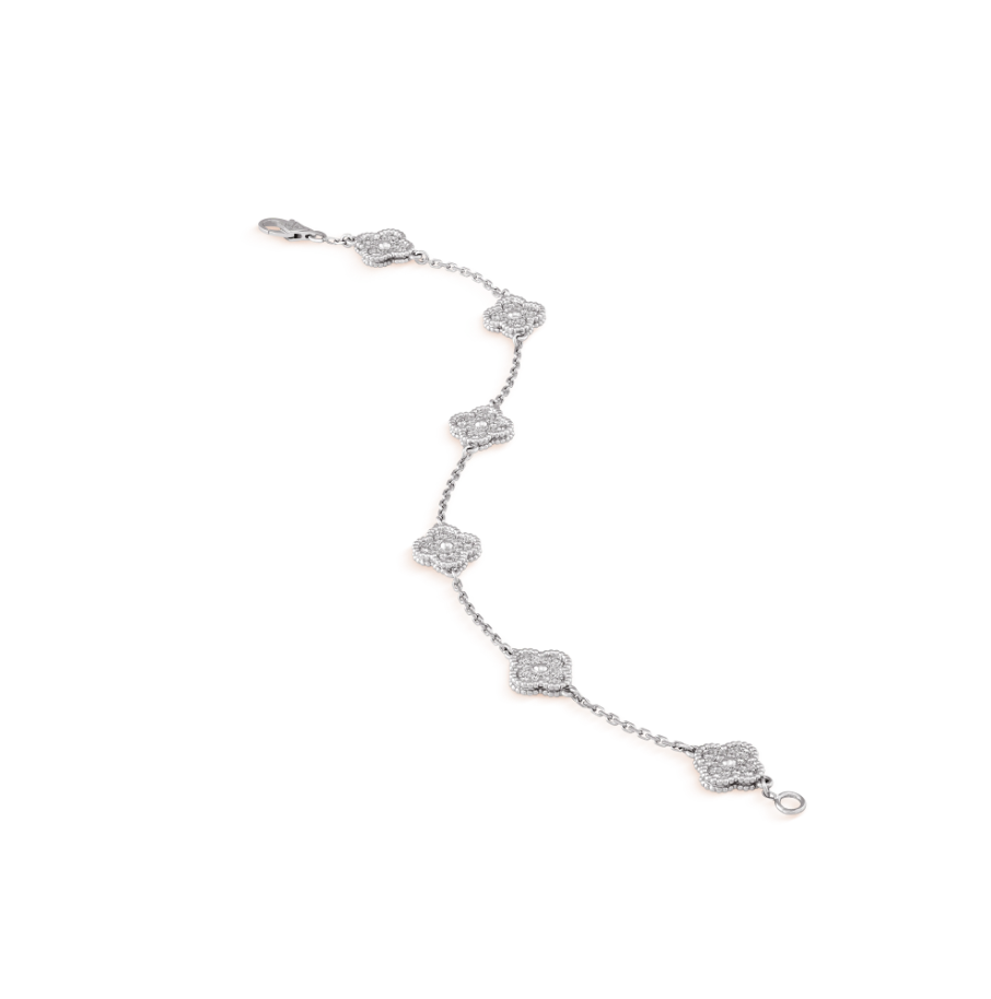 [Eternal Jewelry]CLOVER 6 MOTIF SILVER DIAMOND BRACELET