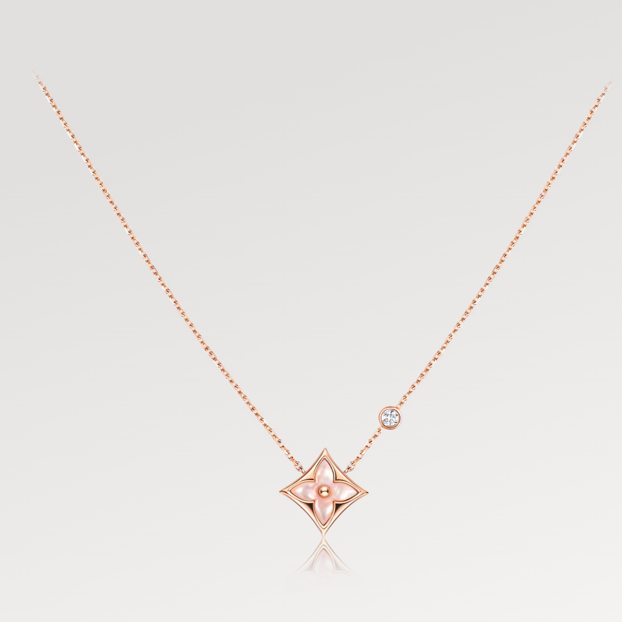 [Eternal Jewelry]STAR PINK MOP 1 DIAMOND PINK GOLD NECKLACE