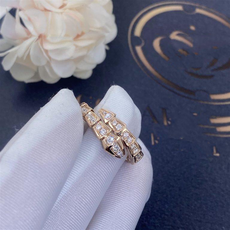 [Eternal Jewelry]SERPENTI RING PINK GOLD DIAMOND PAVED 4MM