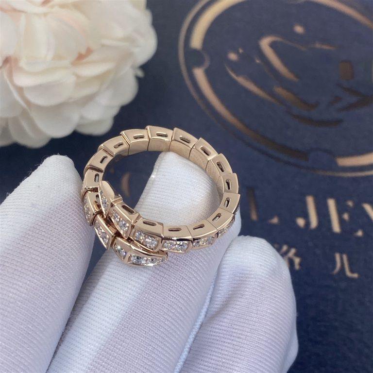 [Eternal Jewelry]SERPENTI RING PINK GOLD DIAMOND PAVED 4MM