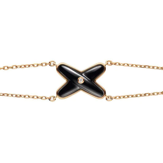 [Eternal Jewelry]JEUX BRACELET ONYX PINK GOLD 1 DIAMOND