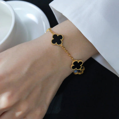[Eternal Jewelry]CLOVER  5 MOTIFS BLACK ONYX BRACELET