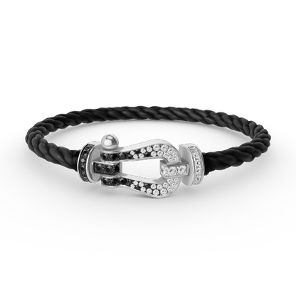 [Eternal Jewelry]FORCE LARGE HORSESHOE BLACK WHITE DIAMOND BRACELET SILVER