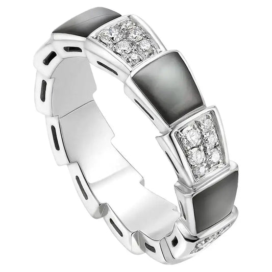 [Eternal Jewelry]SERPENTI RING SILVER DIAMOND BLACK MOP 4MM