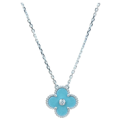 [Eternal Jewelry]CLOVER 15MM DIAMOND SVRES PORCELAIN  NECKLACE SILVER
