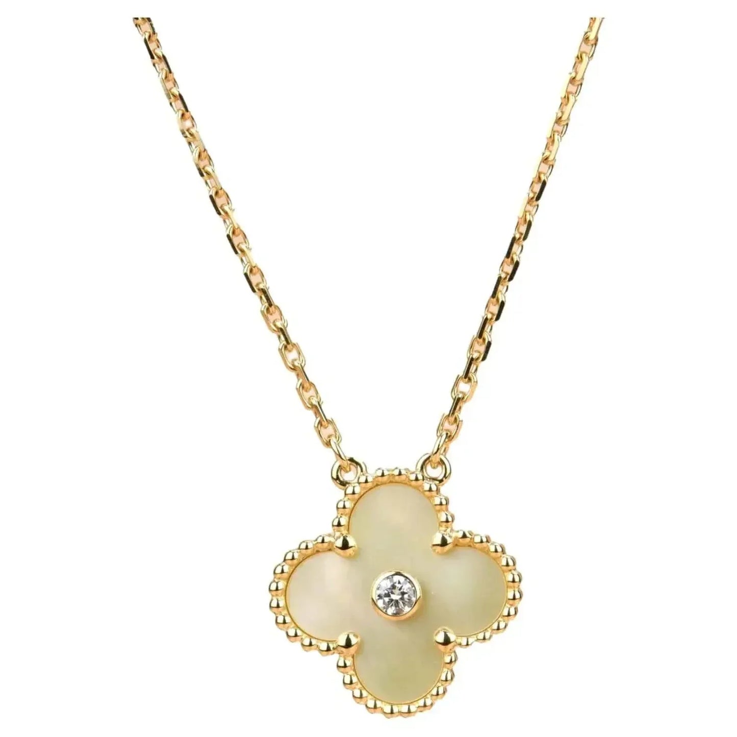 [Eternal Jewelry]CLOVER 15MM DIAMOND GOLD MOTHER OF PEARL NECKLACE