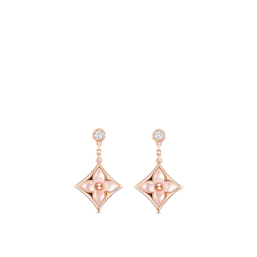 [Eternal Jewelry]DOUBLE STAR PINK GOLD MOP DROP EARRINGS