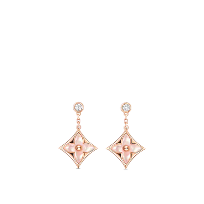 [Eternal Jewelry]DOUBLE STAR PINK GOLD MOP DROP EARRINGS