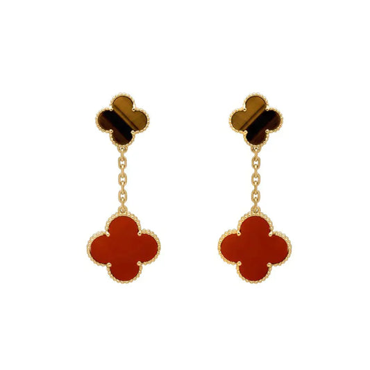 [Eternal Jewelry]CLOVER  2 MOTIF  TIGER EYE CARNELIAN EARRINGS