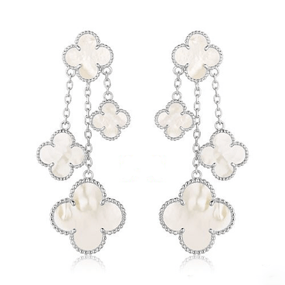[Eternal Jewelry]CLOVER EARRINGS WHITE MOP 4 MOTIFS SILVER