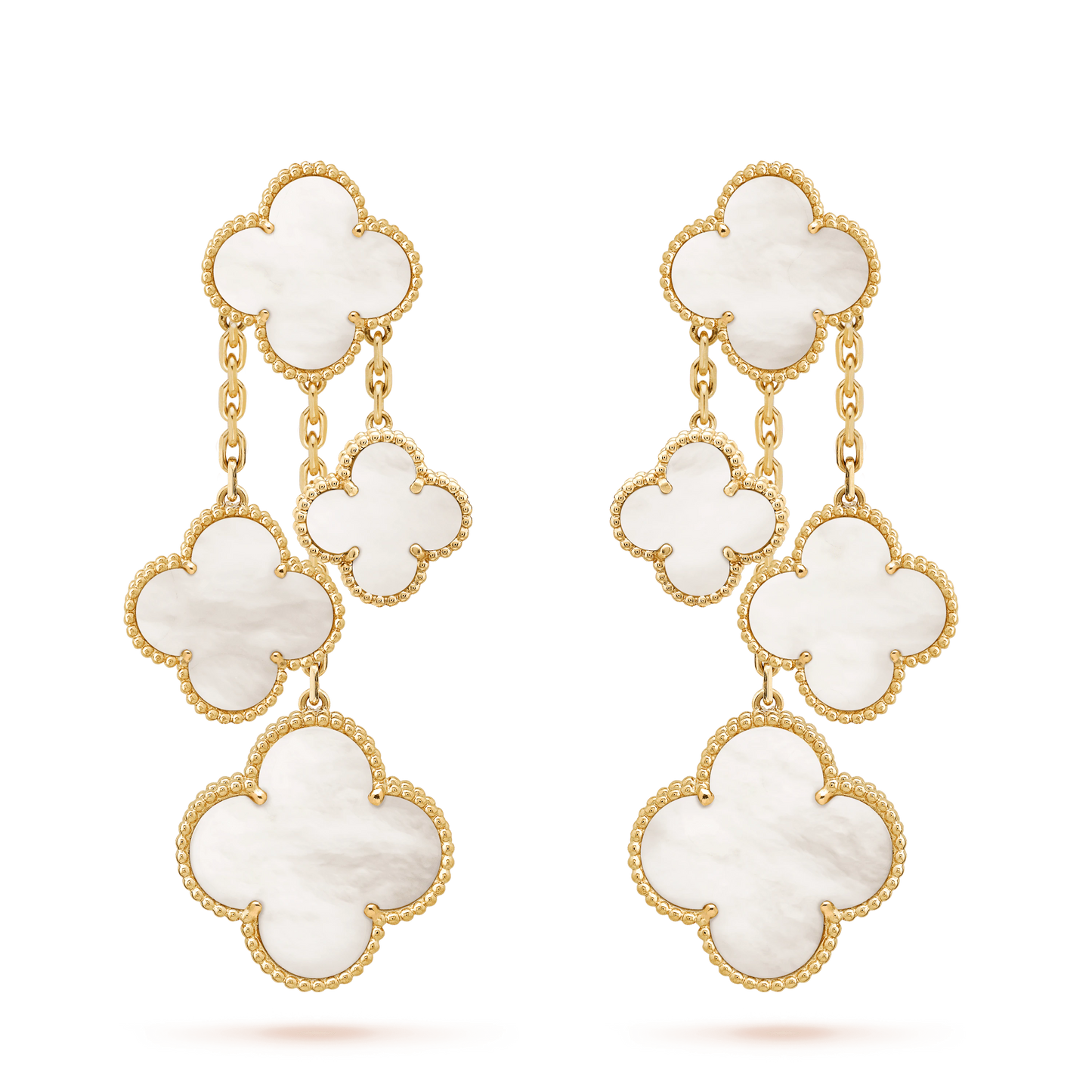 [Eternal Jewelry]CLOVER EARRINGS WHITE MOP 4 MOTIFS GOLD