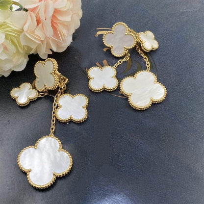 [Eternal Jewelry]CLOVER EARRINGS WHITE MOP 4 MOTIFS GOLD