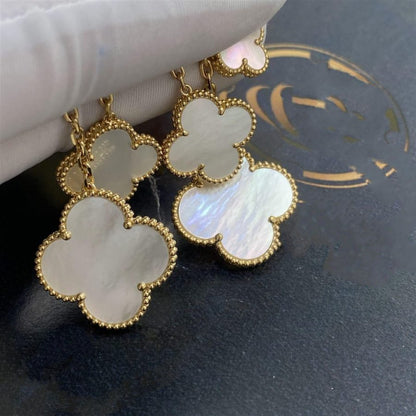 [Eternal Jewelry]CLOVER EARRINGS WHITE MOP 4 MOTIFS GOLD