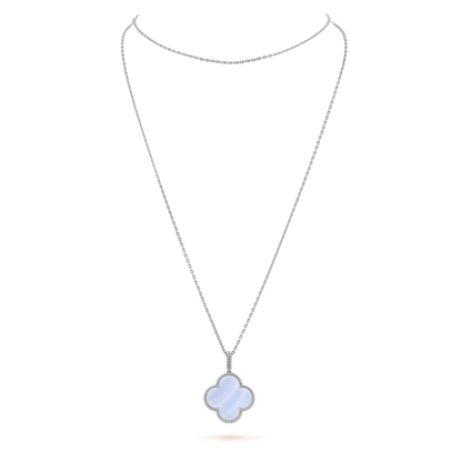 [Eternal Jewelry]CLOVER SILVER CHALCEDONY BIG CLOVER NECKLACE