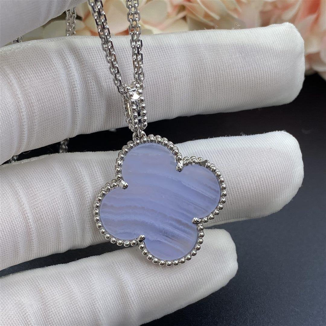 [Eternal Jewelry]CLOVER SILVER CHALCEDONY BIG CLOVER NECKLACE